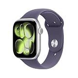 Apple Watch Series 11 GPS + Cellular 46 mm Smartwatch mit Aluminiumgehäuse in Silber und Sportarmband in Nebelviolett (M/L), Schlafindex, Fitnesstracker, Gesundheitsüberwachung, Always-On Display