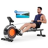 Dripex Rudergeräte für zuhause, Rudergerät Maximale Tragfähigkeit 160 KG, Magnetic Rower mit 16 Stufen von Workout-Widerstand, Dual Slide Rail, Bluetooth App unterstützt, LCD-Monitor