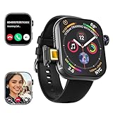 4G Smartwatch mit Telefon 2.1' AMOLED Touch Großbildschirm Smart Watch für Herren Damen Fitness 1020mAh GPS Tracker SIM Slot Drehende Kamera Herzfrequenz Monitor SOS Anruf Sportuhren 3GB+32GB Schwarz
