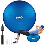 EDIFIT, Gymnastikball, 55, 65 und 75, Pezziball, Einschließlich Inflator, Pilates Ball, Sitzball, Pilates, Yoga Ball, Gymnastik (65cm, Blau)