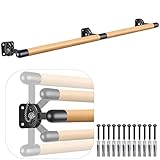 Dolibest 200cm Ballettstange, Ballett Stange Wandmontage Holz Stretching Tanzstange Zuhause Barre Training Ausrüstung mit Metallhalterung für Kinder und Erwachsene, 4cm Durchmesser