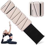 BECOJADDE Ankle Weights Set von 2 (Je 0.9kg) für Frauen Männer Gewichtsmanschetten für Beine und Arme Adjustable Handgelenk Gewichte for Home Pilates Joggen Walking Workout Yoga, Beige