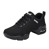 Damen Tanzschuhe Lace-Up Mesh Luftkissen Tanz Training Tanzsneaker Websneaker Jazzdance Schuhe Dancesneaker Tanzschuhe Schwarz 41