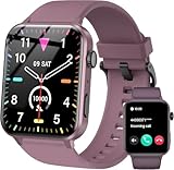 IOWODO Smartwatch Damen Herren 1,85 Zoll Uhren Fitnessuhr Sportuhr mit Schrittzähler Herzfrequenzmonitor Schlafmonitor Fitness Tracker Wasserdicht Lila Bluetooth Anrufe Smart Watch für iOS Android