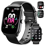 Qecnato Smartwatch Herren Damen, 1,95' HD Gebogener Bildschirm Smart Watch, mit Bluetooth Anrufe, Pulsmesser Schlafmonitor, 112+ Sportmodi Fitnessuhr, IP68 Wasserdicht Schrittzähler Sportuhr, Schwarz