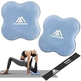 Flintronic Kniekissen Yoga, 2PC Yoga-Knie-Pad, Rutschfest Yoga Knie Padmatte, 20x20cm Knieschoner Matte Unterstützung der Knie Handgelenke und Ellenbogen, für Yoga Fitness Pilates–mit Widerstandsband