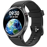 Smartwatch Herren Rund mit Telefonfunktion- 1.32' AMOLED Display, Fitnessuhr mit 110+ Sportmodi &3ATM, Uhren Damen Herren für iOS/Android Schrittzähler mit Pulsmesser/ SpO2/ Schlafmonitor- Schawrz