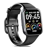 Jugeman Smartwatch Damen Herren, Fitnessuhr mit 1,69' HD Farbdisplay, 25 Sportmodi Fitness Tracker Uhr mit Pulsmesser Schlafmonitor, IP68 Wasserdicht Sportuhr mit Schrittzähler Stoppuhr (Schwarz)