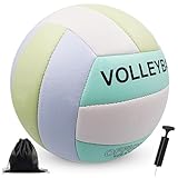 Bibykivn Volleyball,Beachvolleyball,Weicher Touch Volleyball Training für Beach Outdoor Indoor Spiel,Offizieller Größe 5,Artikel mit Rucksack und Pump Mesh Bag (B(Verstärkte Ausführung))