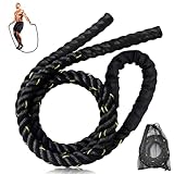 Bomvabe Schweres Springseil Erwachsene 1kg für Fitness Muskelaufbau, 3 m Langes Gewichtetes Springseil für Training Fitnessstudio Indoor Outdoor, Schwarz