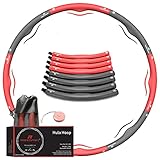 RHINOSPORT Hula Hoop Reifen Erwachsene anfänger 1,2 kg rot abnehmen Kinder mit Massage 8 Teile Segmente Abnehmbarer für Fitness/Training/Bauchmuskelkonturen