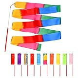 10 Stück Gymnastikband Tanzband, Rhythmic Gymnastics Bänder 2m Tanzbänder Streamer Gymnastik Bänder Rhythmikband, für Kinder Mädchen Tanzen Gym Zirkus, 10 Farben