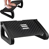 Fußstütze Schreibtisch, Schreibtisch Fußablage mit Massagefunktion 6 Höhenverstellbar Fußbank, Ergonomischer Fußablage, Ideal für Zuhause, Büro und Reisen