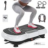 HomeFitnessCode Vibrationsplatte mit Bluetooth - Vibrationsgerät mit 99 Intensitätsstufen + 5 Vorprogramm Fitnessgerät Zuhause für Gewichtsabnahme Muskelaufbau Ganzkörpertraining, Weiß