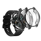 sciuU Hülle Kompatibel mit Huawei GT 2 (46mm, Erschienen im 2019), [2 Stück] Rundum Schutzhülle mit Displayschutzfolie, TPU-Gehäuse Case Schale Kompletter Schutz Cover für Huawei GT 2, Schwarz * 2