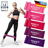 Body & Mind® Fitnessbänder 5 Stück Widerstandsbänder in 5 Stufen, Resistance-Bänder Trainingsbänder Gymnastikbänder 5er Set für Muskelaufbau, Yoga, Pilates & Work-Out; Sport-Band 100% Latex (Pink)