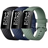 Tobfit für Fitbit Charge 4 Armband Fitbit Charge 3 Armband Damen Herren,Silikon Sport Weiches Verstellbare 3Stück Ersatzarmbänder für Fitbit Charge 4 SE/Charge 3 SE(S,Schwarz/Blau/Avocadogrün)
