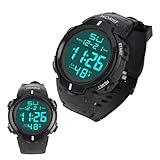 OFFCUP Uhren Herren Digital, Sport Armbanduhr Herrenuhr Schiedsrichteruhr Helles Display PU Armband Herren Chronograph Armbanduhr mit Alarm Kalender Stoppuhr für Männer, Weiß