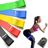 YUNPYCHY Miniband Fitness Gummiband, Fitnessbänder 5er Set, Widerstandsbänder mit 5 Widerstandsstufen, Naturlatex Resistance Bands Gymnastikbänder für Muskelaufbau Pilates Yoga und Fitness