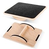Balance Board Balancebrett aus Holz,Surf Sport Balance Plattform Rutschfest FußstützeFür Physiotherapie Fitness, Gleichgewichtstrainer Wackelbrett Fußwippe Wadenstrecker (A)