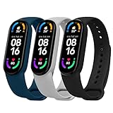 Ainiv 3 Pack Armband Kompatibel mit Xiaomi Mi Band 5 / Band 6/Amazfit Band 5, Weiches Silikon Verstellbare Fitness Ersatzbänder für Xiaomi Mi Band 5 / 6 Armband, Wasserdicht Ersatzband