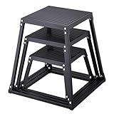 VEVOR 3-teilige Plyometrische Sprungboxen, 305/458/609 mm Plyometric Box Schwarz, Rutschfestes Fitness-Übungs-Step-Up-Box-Set für Heim-Fitness-Training, Konditions-Krafttraining, Jump Training Tragbar