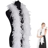 QEXUJOW Boas,1.2M Federschal,Federboa Einfarbig Set,Flauschige Federboa,Geeignet für Tanz Hochzeit Weihnachten Halloween Karneval Dress up Zubehör（Weiß）