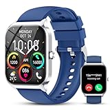 CASCHO Smartwatch Damen Herren, 1.85' HD Smart Watch, 115+ Modi, Fitness Tracker mit Bluetooth Telefonie, IP68 Wasserdicht Schrittzähler Uhr mit bis zu 30 Tage Standby für iOS und Android - T Blau