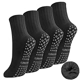 Utensilsto 4 Paar Pilates Socken Stoppersocken Damen 35-39, Yoga Socken Rutschfeste Yogasocken Antirutschsocken Anti Rutsch Grip Socks für Pilates Barre Ballett Tanz Fitness Trampolin (Schwarz)