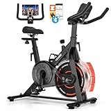 CHAOKE Heimtrainer Fahrrad mit App, 2025 Leiser Hometrainer mit Magnetwiderstand, Verstellbarem Sitz und Griff, LCD-Ergometer, Stationäres Fitnessbike mit großem Tablet-Halter, Bis 150KG