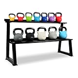 MSPORTS Kettlebell Rack - 2 Ebenen, für 14 Kugelhanteln, Schwarz, Stahl