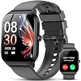 CASCHO Smartwatch Damen Herren, 1,85' Smart Watch, 115+ Sport-Modus Fitness Tracker mit Schrittzähler/Pulsoximetrie/Sauerstoffsättigung/Schlafüberwachung, IP68 Uhr für iOS und Android(Hochschwarz)