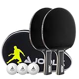 JOOLA Tischtennis Set Black Duo PRO 2 Tischtennisschläger + 3 Tischtennisbälle + Tischtennishülle, schwarz, 6-teilig