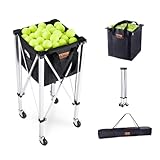 VEVOR Nicht zutreffend Faltbarer Tennisballbehälter Tennisball-Korb, Schwarz+Silber, 405 x 405 x 910 mm