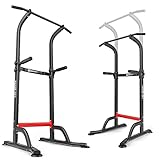 Hop-Sport Power Tower Klimmzugstange & Dip-Station, Höhenverstellbar, Freistehend, Fitnessgeräte für Zuhause, Home Gym, Calisthenics Equipment, Rückentrainer, Max. Belastbarkeit 150 kg