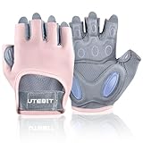 UTEBIT Atmungsaktive Fitness Handschuhe: Fingerlose Workout-Handschuhe mit Handgelenkstütze, Gym Gloves für Fitness, Heben, Training, Rudern, Klimmzüge, Weight Lifting Gloves Damen,Rosa