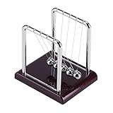Newton Pendel, Wiege Balance Bälle Stahl Gleichgewicht Schwingen Magnetisch kugelspiel mit Kunststoffbasis, Klassische Pendelkugeln mit 5 Kugeln für Schreibtisch Büro Gadgets Dekoration, Silber