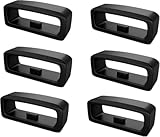 Silikon-Uhrenarmband, kompatibel mit Garmin Forerunner 245/245 Music/645/645 Musik-Armband, 20 mm Sicherungsring, Ersatzarmband, Schlaufe, Smartwatch-Halter, Uhren, Schwarz, 6 Stück
