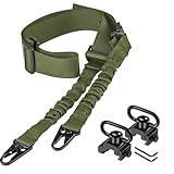 Taktischer Zweipunkt-Sling-2er-Pack Picatinny QD-Schling-Schwenk halterungen Verstellbarer Schulter Gurt für Gewehre-Schnell Spanner und Montage Basis inklusive (Grün A)