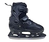 Cox Swain verstellbare Schlittschuhe Black Ice, Eislaufschuhe für Kinder, Jugendliche und Erwachsene bis 100KG, vorgeschliffene Edelstahlkufe, Softboot, Black, Gr. L (40-43)