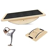 Balance Board Holz, Quadratisches Balance Board Erwachsene, Anti-Rutsch 350LBS Balanceboard for Under Desk, Wackelbrett Physiotherapie, für Übung Körper Gleichgewicht Strecken Beinmuskeln