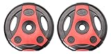 Bad Company K-Grip Hantelscheiben mit Griffen I Kunststoff ummantelte Gewichte 30/31 mm I 2 x 5 kg (schwarz/rot)
