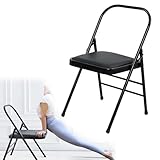 IMUNKT Yoga-Klappstuhl, Iyengar Yoga-Hilfsstuhl, Faltbarer Tragbarer Pilates-Yoga-Stuhl, Rückenfreier Fitnessstuhl, Yoga-Stuhl Für Erwachsene, Flexibilität/Rückenstütze(Black)