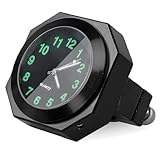 LEKEFETO MotorradUhr Wasserdicht, Motorrad Fahrrad Uhr Leuchtende, Motorraduhren für Lenker, Uhr Motorrad, Motorrad Fahrradzubehör, Durchmesser 22-26 mm - Schwarz
