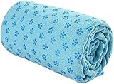Mikrofaser Hot Yoga Handtuch, Yoga Mat 183x63cm rutschfest Fitnesstuch Weich Atmungsaktiv Antirutsch Yogatuch Gilt für Fitness Ausbildung (183x63cm,Klassisches Cyan)