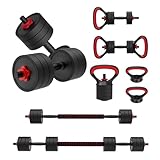 JOROTO Einstellbare Hantel Set, Gewichte Hanteln Set mit Stecker, 4 in1 Workout Gewicht Set für Home Gym verwendet als Langhantel, Kettlebells, Push up Stand, Männer Frauen Übung Fitnessgeräte