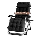 CHAIRQEW Liegestuhl Klappbar Relax-Liegestuhl, Patio Liegen mit Getränkehalter und Kopfpolster, Terrasse Balkon Garten, Unterstützung 200kg (Color : Black)