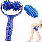 Massagebälle Massage Roller, Igelball Massageroller mit Griff, Auswechselbare Massagerollen mit Griffen, 3 Igelball Massageball, Selbstmassagerolle für Beine Füße Hände Arme Schultern Rücken