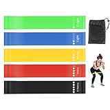 KiwiPower Fitnessbänder 5er Set – Widerstandsbänder mit 5 Stufen, Gymnastikband aus Latex mit Übungsanleitung & Tragebeutel – Resistance Bands für Muskelaufbau, Yoga, Pilates, Physiotherapie