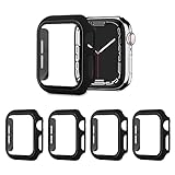 AOTUAO 4 Stück Hülle mit Displayschutz Für Apple Watch SE Series 6 5 4 44mm, PC Rundum Schutzhülle Kratzfest Schutzfolie Schutz Case für iWatch Series 6 5 4 44mm (4 Schwar)